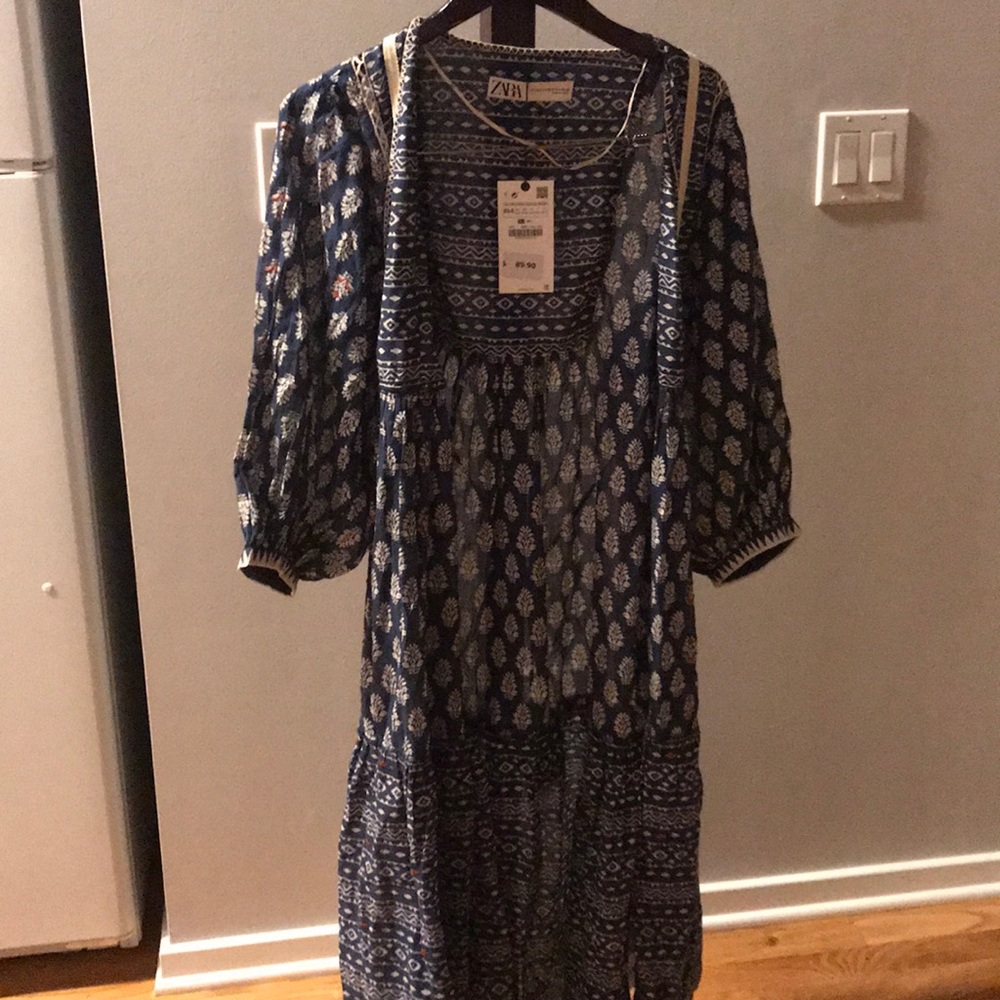 Zara S-XS Bohemian Blue Kimono NWT